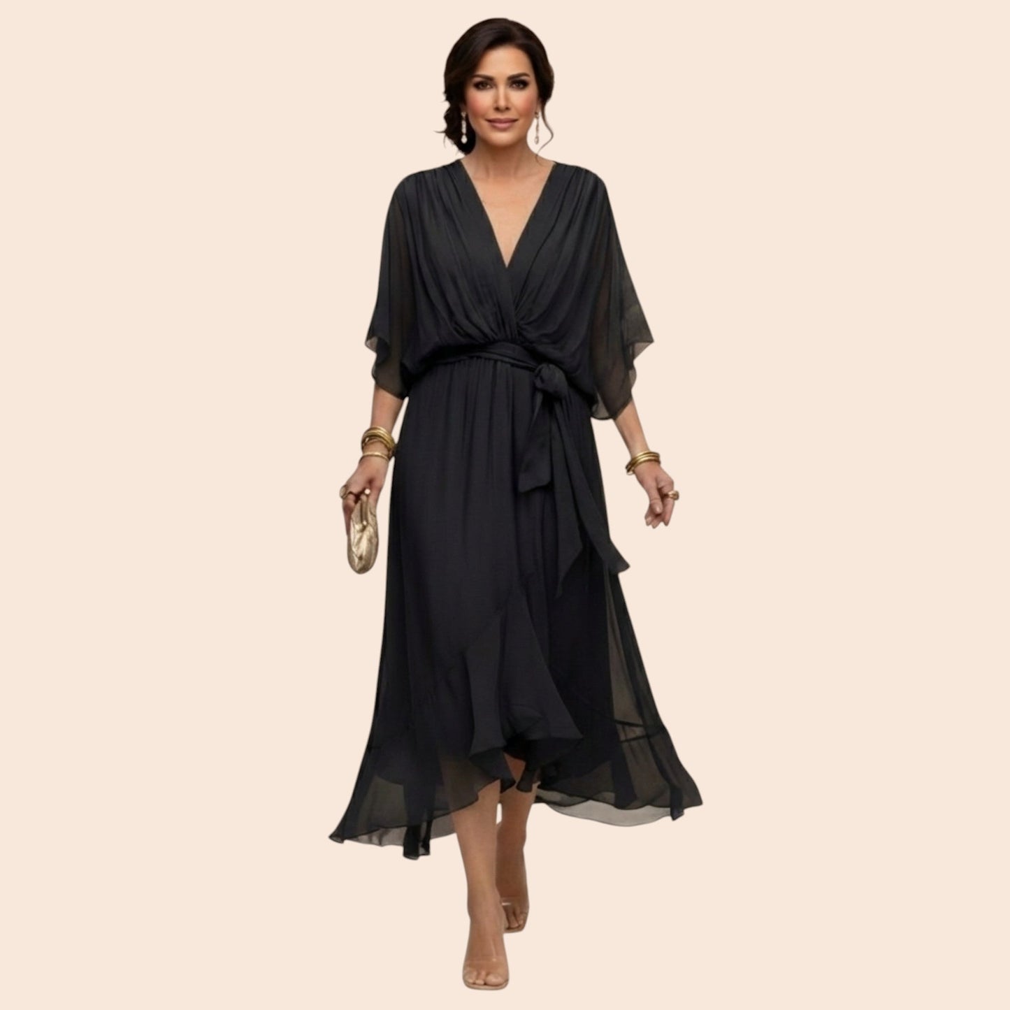Sarah | Robe Sandra Mousseline Col V