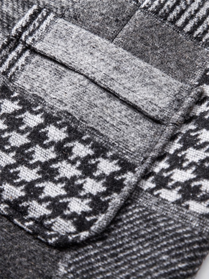 Leo | Patchwork-tweedvest med fiskebensmønster