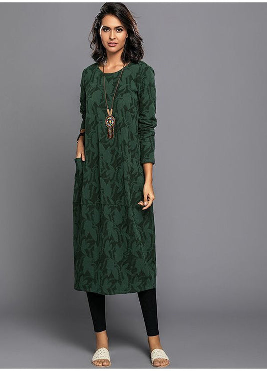Dress Cotton Long Sleeve Midi Casual Relaxed Fit Spring
