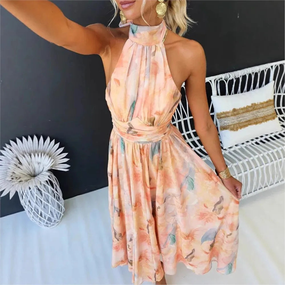 Serafina – Abito halter effetto acquerello