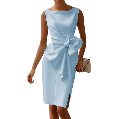 Robe mini sans manches avec nœud sur le côté