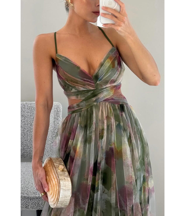 Robe longue femme florale silhouette fluide
