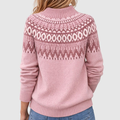Amelia – Damski sweter z delikatnym zimowym wzorem