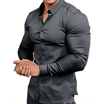 Brenor | Herenkatoenen poloshirt met lange mouwen – Klassiek casual overhemd met knopen