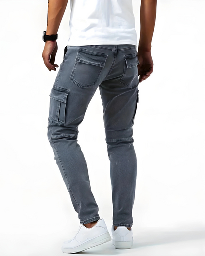 Pantalon cargo bleu marine extensible