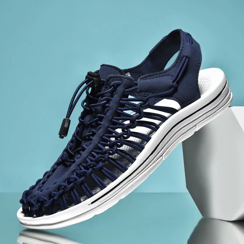 Men’s Closed Toe Mesh Sandals Adjustable Lace Summer Footwear