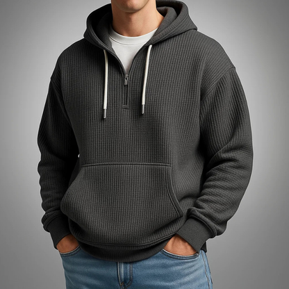 Pete | Strukturierter Hoodie mit Half-Zip und Kapuze