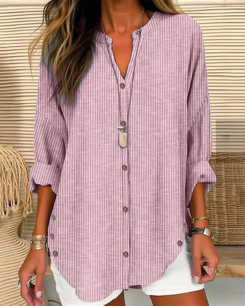 Isabella | Women Relaed striped Button blouse