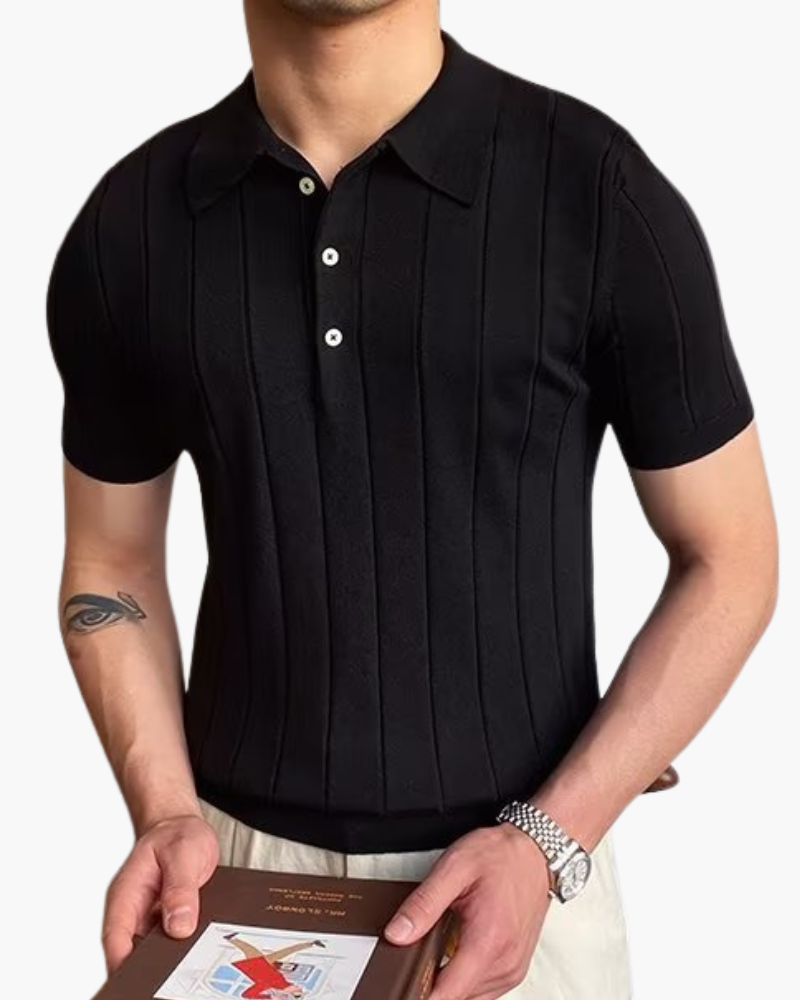 Lucito | Geripptes Baumwoll Polo mit Schlanker Passform