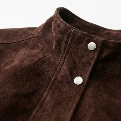 Veste Bomber en Polyester à Col Montant avec Fermeture Éclair et Grandes Poches