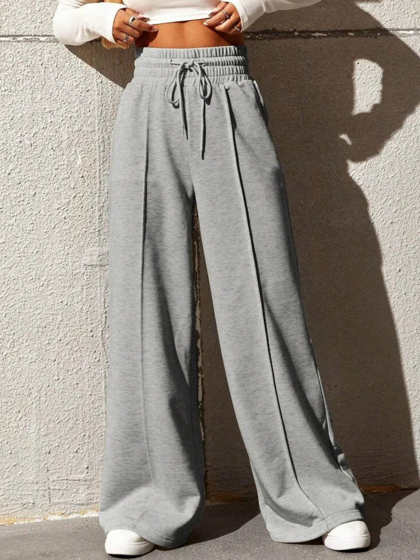 Pantaloni da donna leggeri a vita alta e vestibilità comoda – Comodi pantaloni larghi