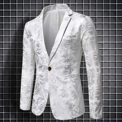 Freddie – Long Sleeve Printed Blazer With Lapel Collar