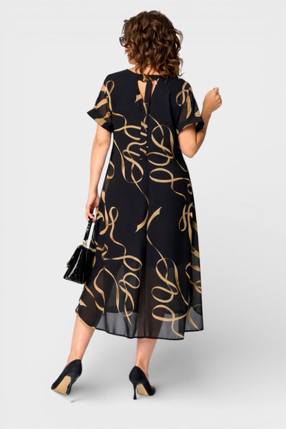Emma™ | Vestido elegante negro y dorado