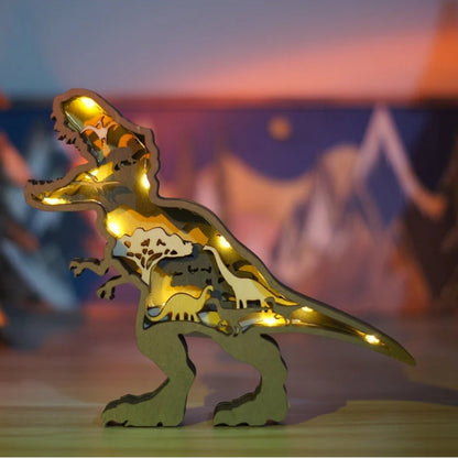 JurassicFun - 3D Træ-Dinosaur Natlampe med Touchkontrol LED