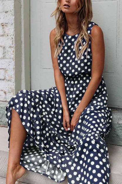 Hestia | Vestido maxi casual sin mangas con lunares