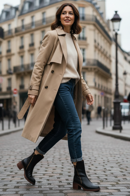 Valorine™ | Botine elegante din piele cu toc confortabil