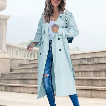 Trench-coat femme manches longues coupe ample avec col à revers