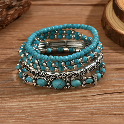 Lucia | Boho Turquoise Beaded Bracelet Set