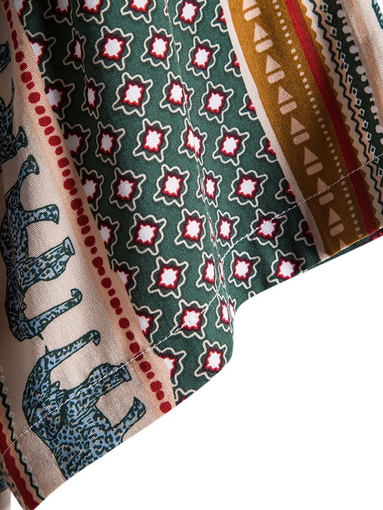Marvion – Geometrisches Elefanten Print Hemd