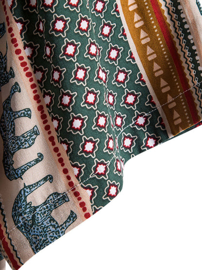 Marvion – Geometrisches Elefanten Print Hemd