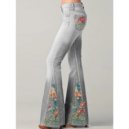 Tessa | Floral Embroidered Flare Jeans