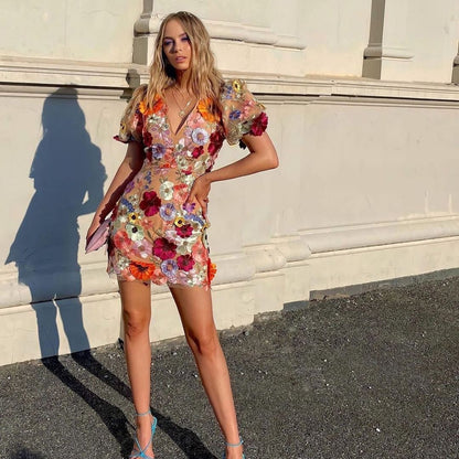 3D Floral Embroidered Marina Dress for Elegant Style