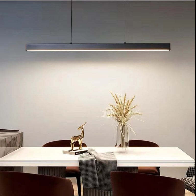 Hanglamp Rechthoekig LED Dimbaar Zwart Bruin Metaal Acryl Eettafel Woonkamer 80-150cm | Restfield