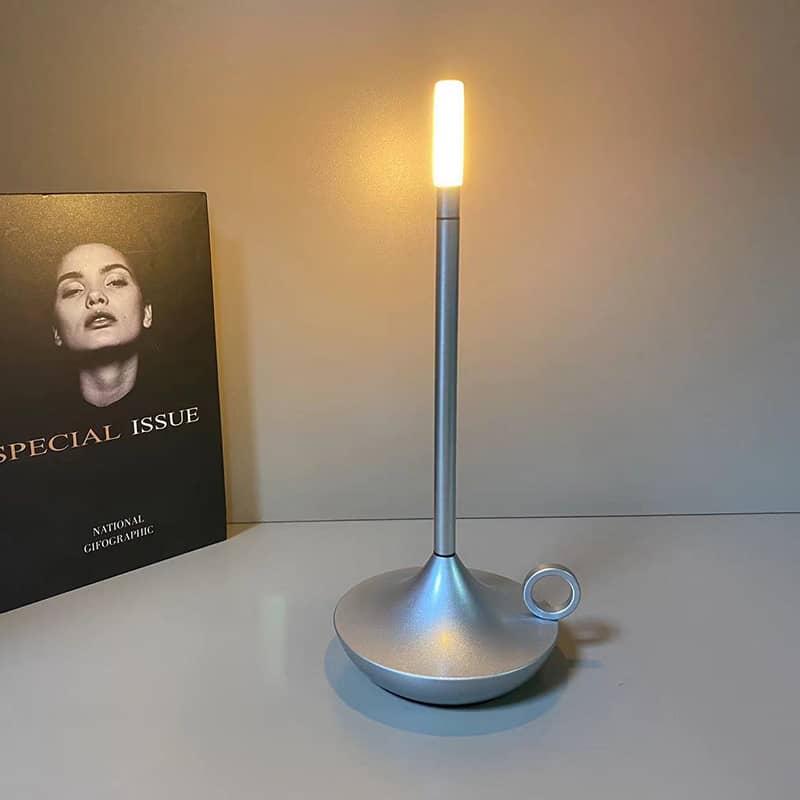 Tafellamp Oplaadbaar Dimbaar Scandinavisch Geborsteld Aluminium Zwart 26cm Sfeerlamp Draadloos | Restfield