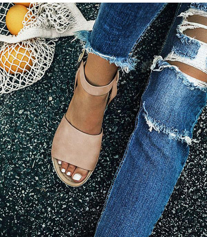 Damen Plateau-Espadrille Sandalen mit Keilabsatz & Riemchen – Livia