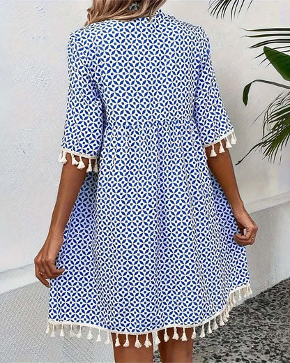 Abito da spiaggia corto a pois – vestito leggero donna con maniche corte