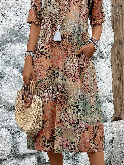 Javessa™ Vestido Midi Vibrante para Mujer con Estilo Llamativo