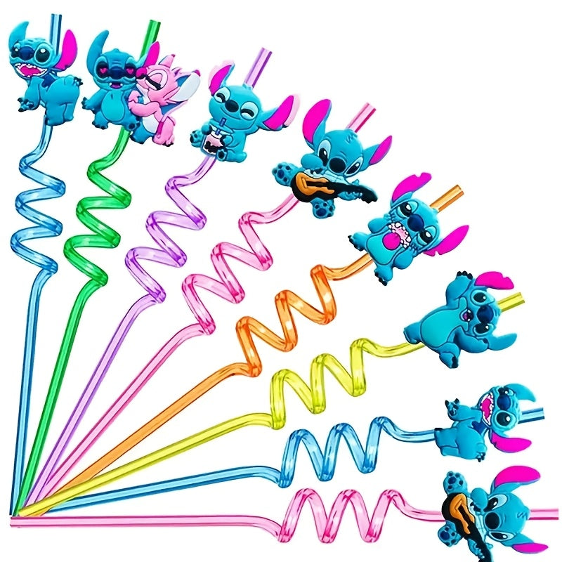 Stitch Herbruikbare Rietjes Set – 16 Kleurrijke Rietjes voor Feesten en Verjaardagen