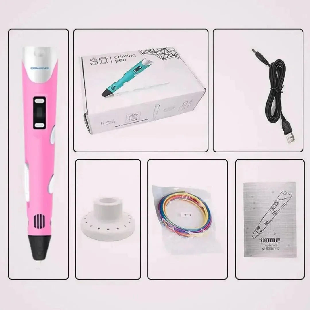 3D Pen Voor Kinderen | PLA Filament Instelbare Temperatuur Met 3m USB Kabel | 8+ Jaar - KidsKorner
