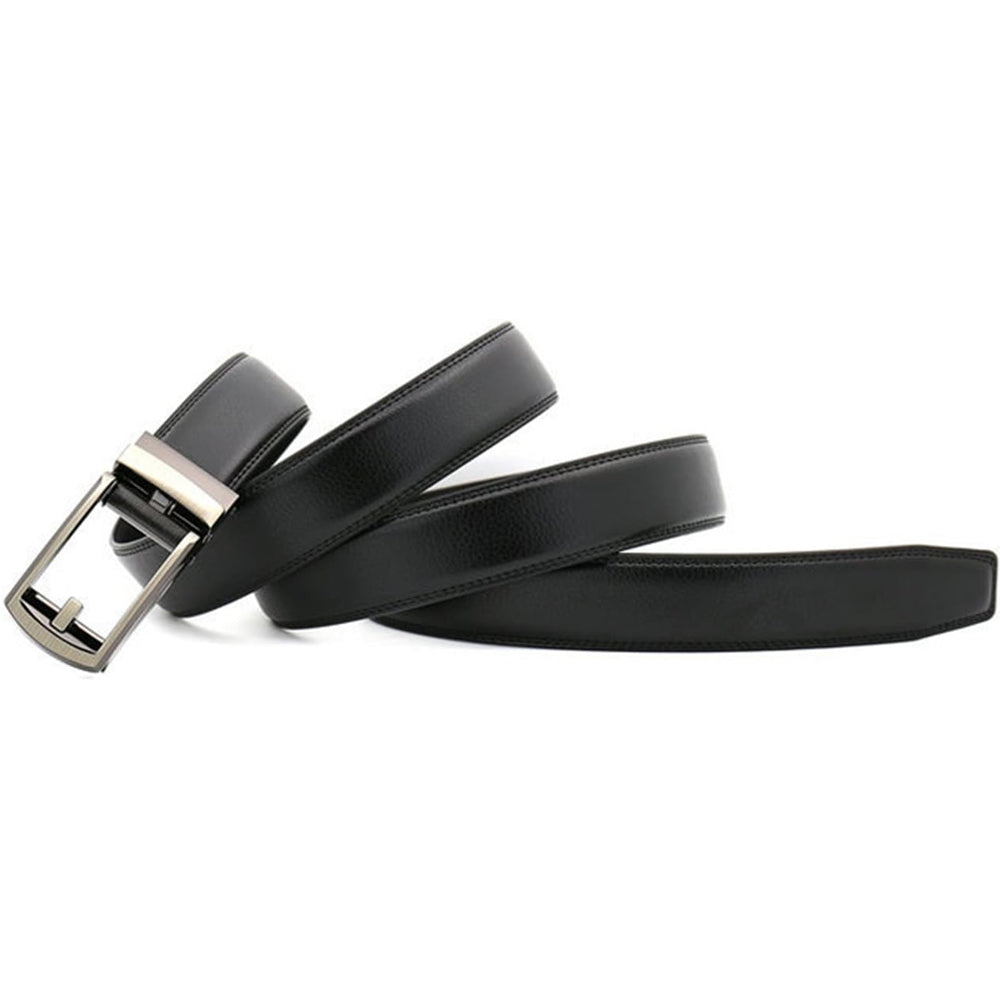 Cintura a cricchetto in pelle da uomo con chiusura a scatto – Stile casual e formale regolabile