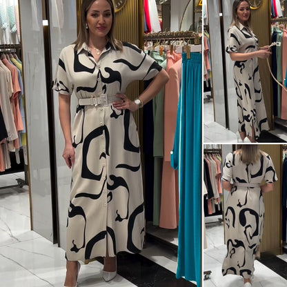 Jolira™ Vestido elegante de cintura ajustada con estampado irregular