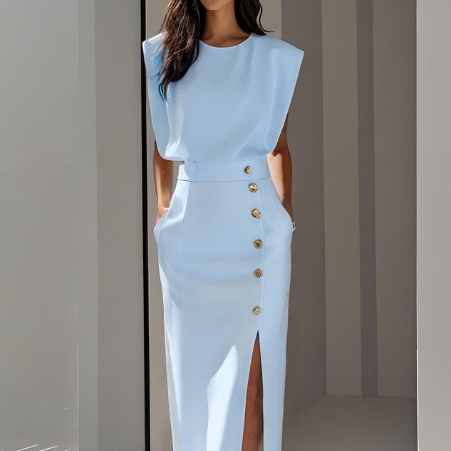 Midi-Kleid für Damen mit Seitenschlitz