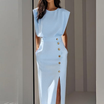 Midi-Kleid für Damen mit Seitenschlitz