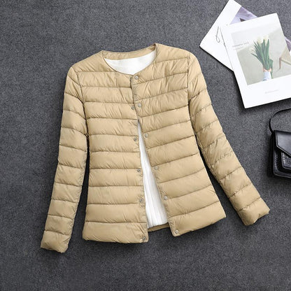 Giacca isolante leggera da donna – Indumento interno corto con scollo rotondo