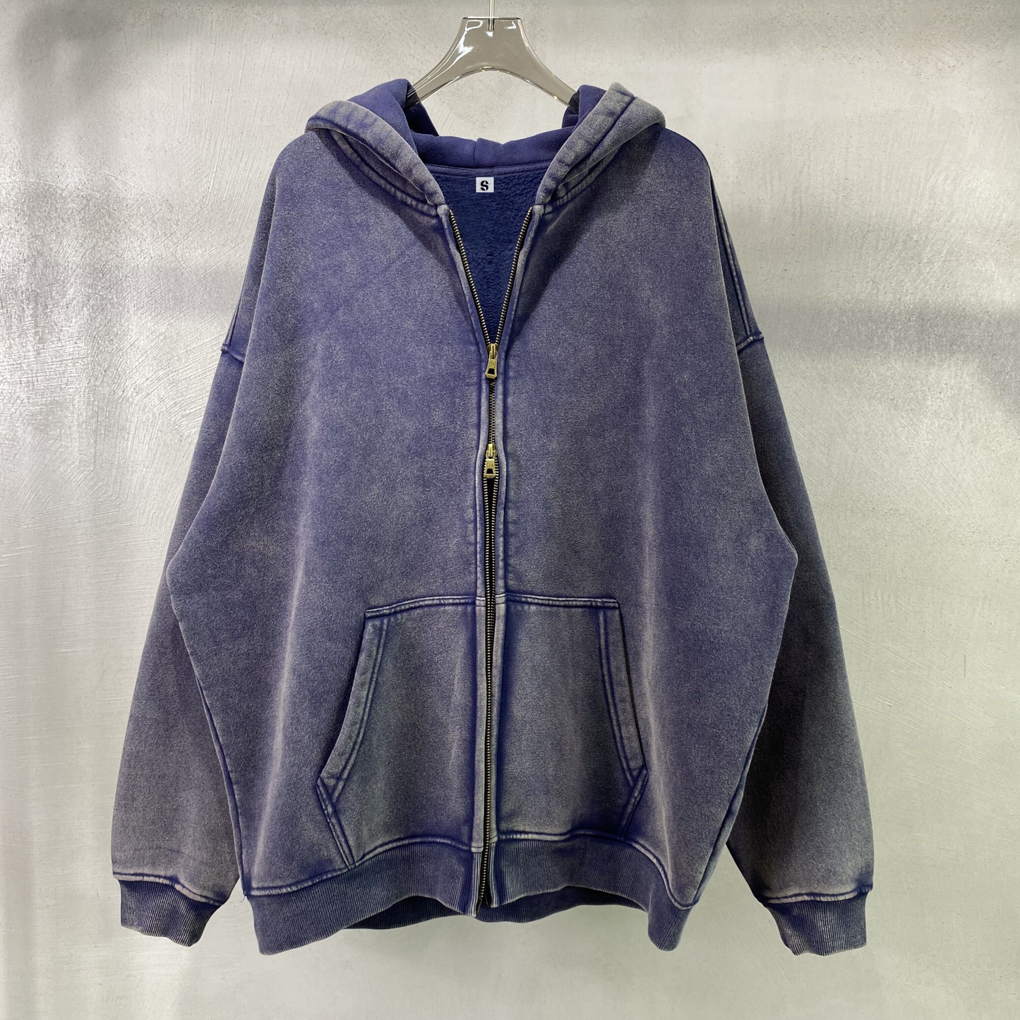 Washed Oversized Retro Zip-Up Hoodie