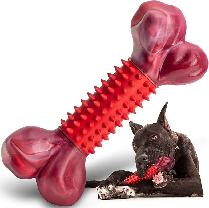 Apasiri Dog Toy Dog Chew Toy Durable for Large Chewers Tough Bone for Extreme Chewers Large Dogs Training Nylon Rubber Almost Indestructible Long Lasting Teething