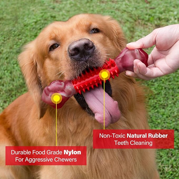 Apasiri Dog Toy Dog Chew Toy Durable for Large Chewers Tough Bone for Extreme Chewers Large Dogs Training Nylon Rubber Almost Indestructible Long Lasting Teething