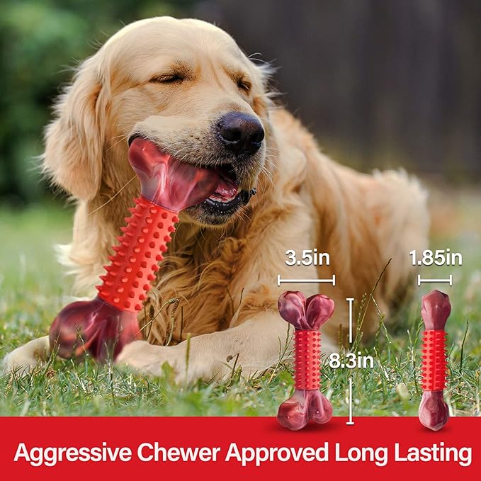 Apasiri Dog Toy Dog Chew Toy Durable for Large Chewers Tough Bone for Extreme Chewers Large Dogs Training Nylon Rubber Almost Indestructible Long Lasting Teething
