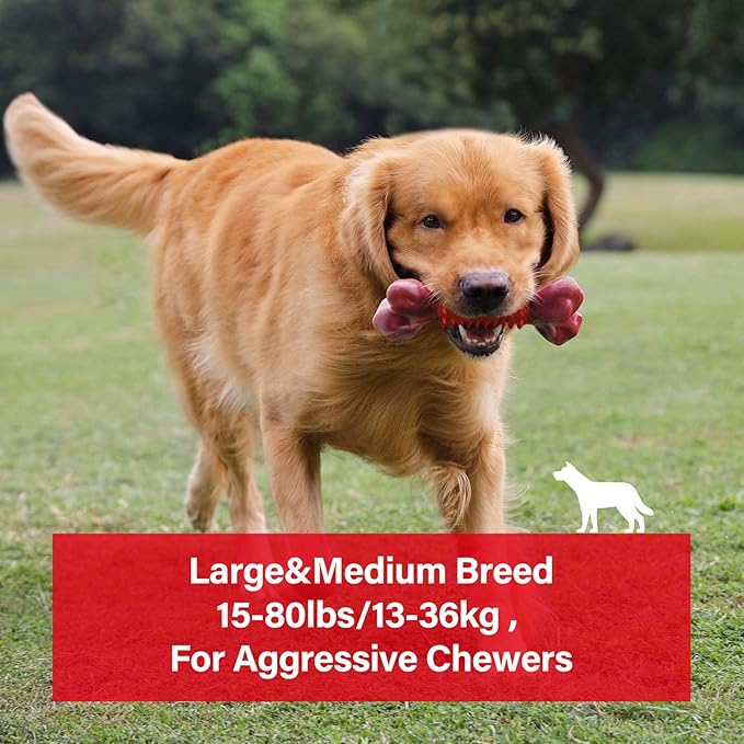 Apasiri Dog Toy Dog Chew Toy Durable for Large Chewers Tough Bone for Extreme Chewers Large Dogs Training Nylon Rubber Almost Indestructible Long Lasting Teething