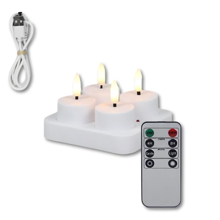 Wiederaufladbare LED-Kerzen mit Basis und Fernbedienung