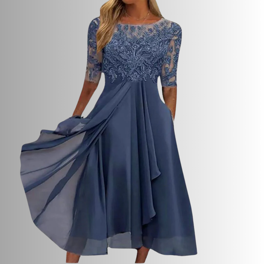 Damen Elegantes Spitzen Abendkleid | Maxi