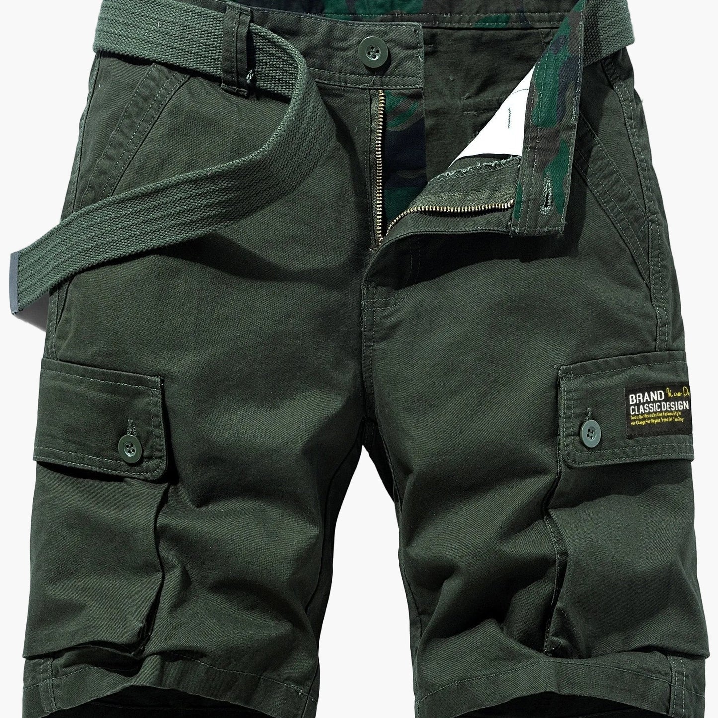 Men's Casual Cargo Shorts with Belt and Pockets