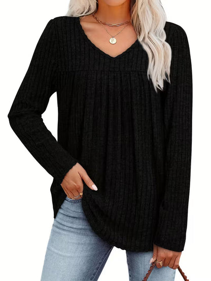 Sofhie | Eleganter Ripp-Pullover mit V-Ausschnitt