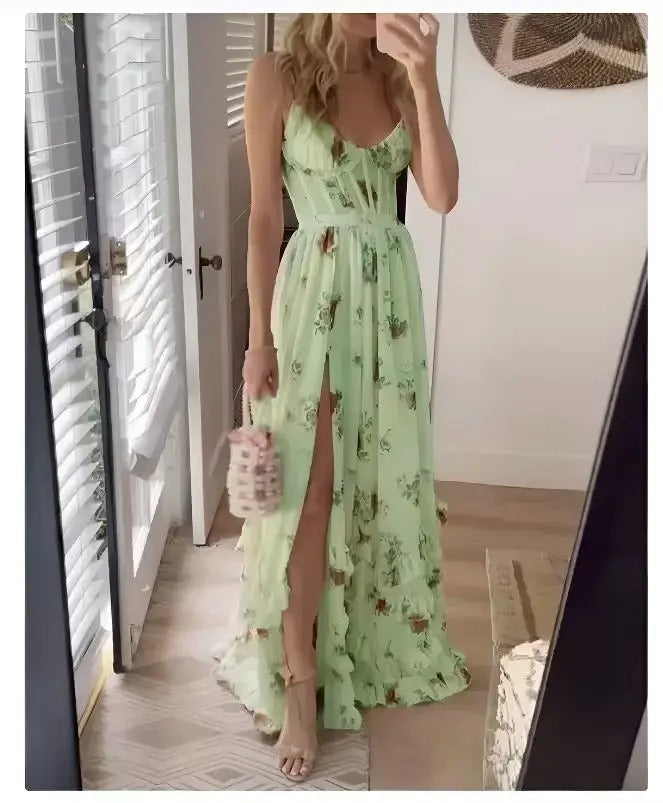 Zara | Elegant Floral Slit Maxi Dress for Special Occasions