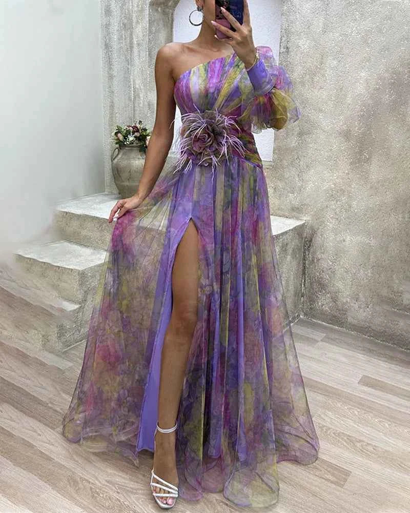 Seliora: Bezauberndes Ein-Schulter-Kleid mit mystischem Flair