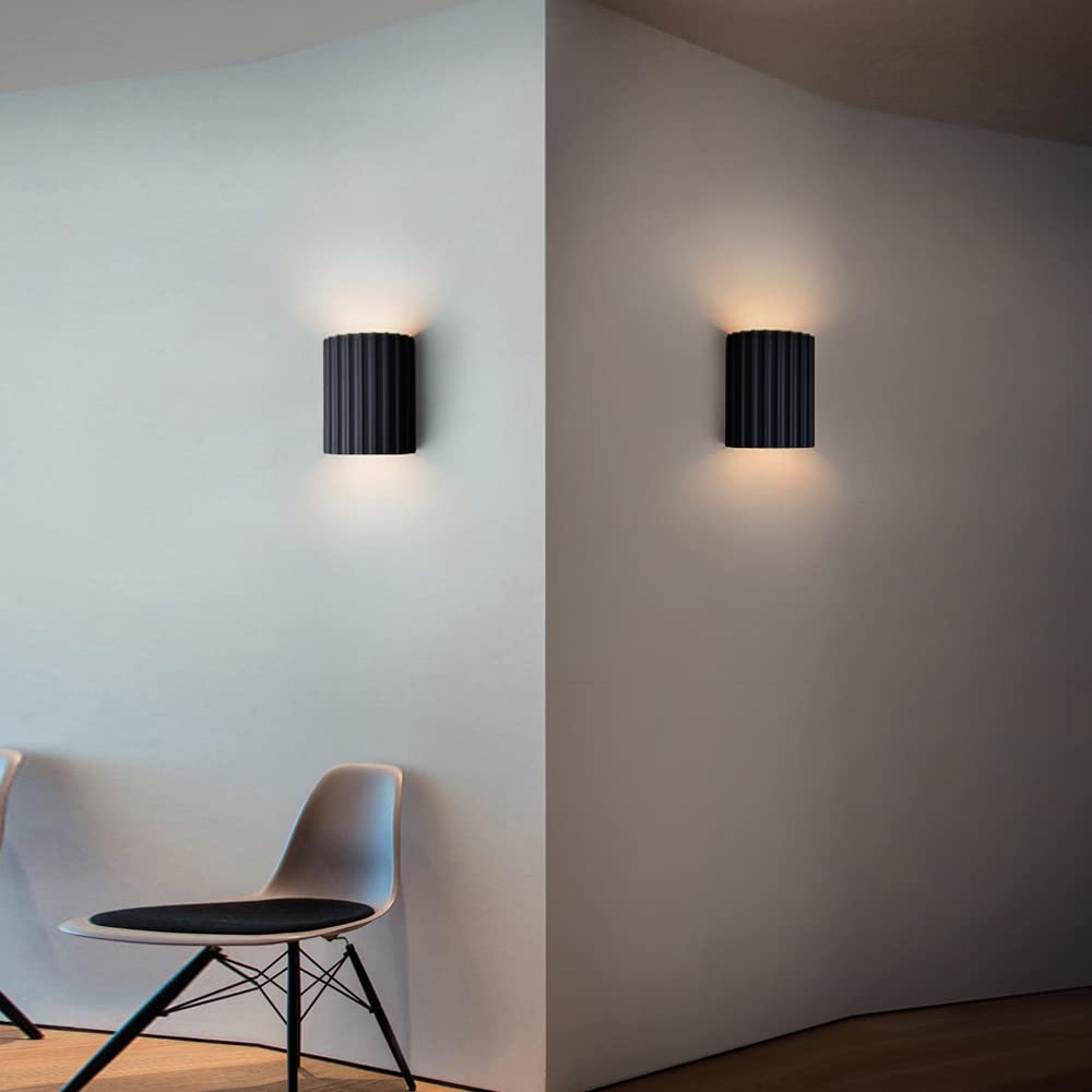 Modern Half-Round Resin Wall Lamp for Living Room | Up & Down Lighting | G9 Dual Light Fixture | Contemporary Indoor Wall Sconce